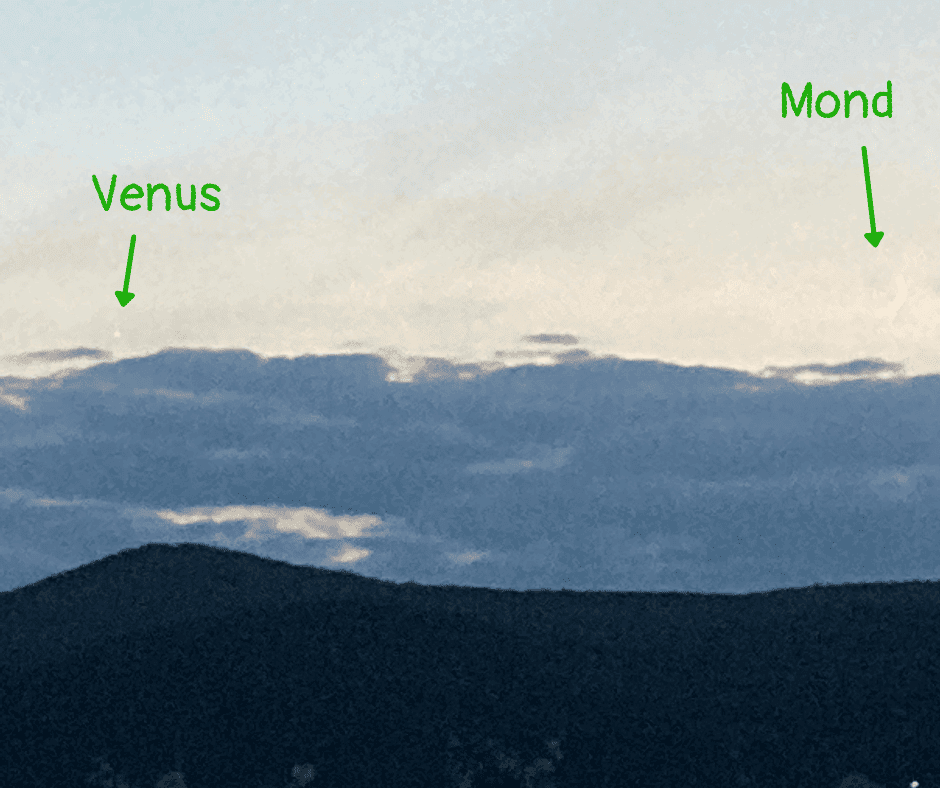 Planeten Kinder erklären: Venus und Mond am Westhimmel